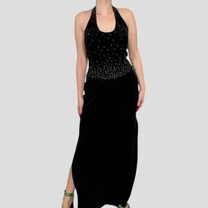Y2k Black Halter Dress Black 88b8